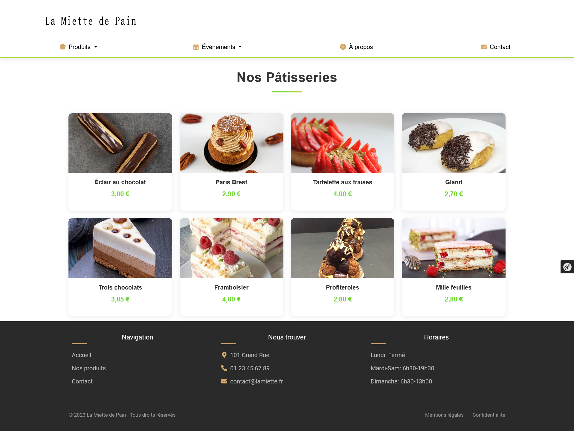 Capture d'écran 2 du site La Miette de Pain