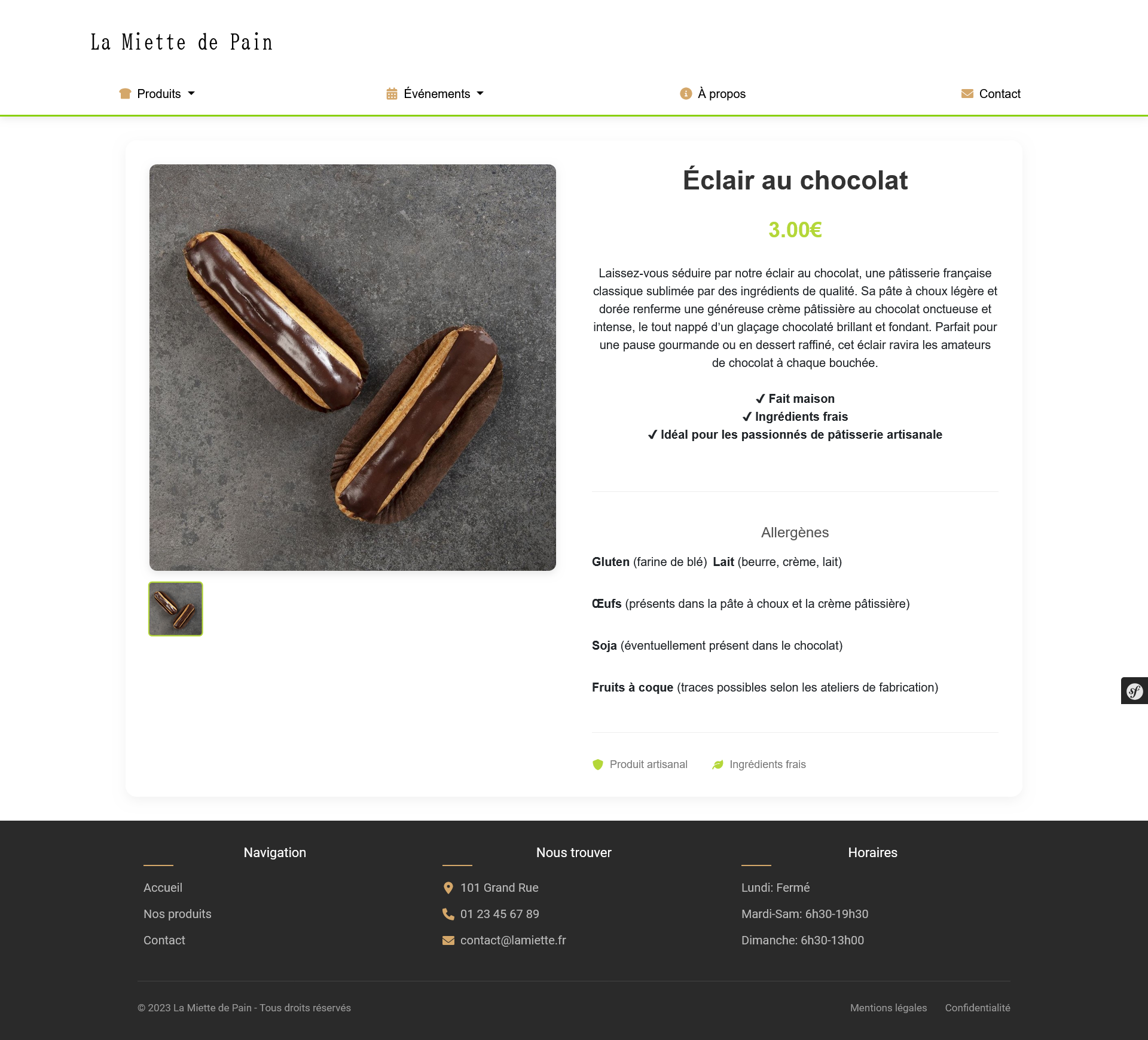 Capture d'écran 2 du site La Miette de Pain