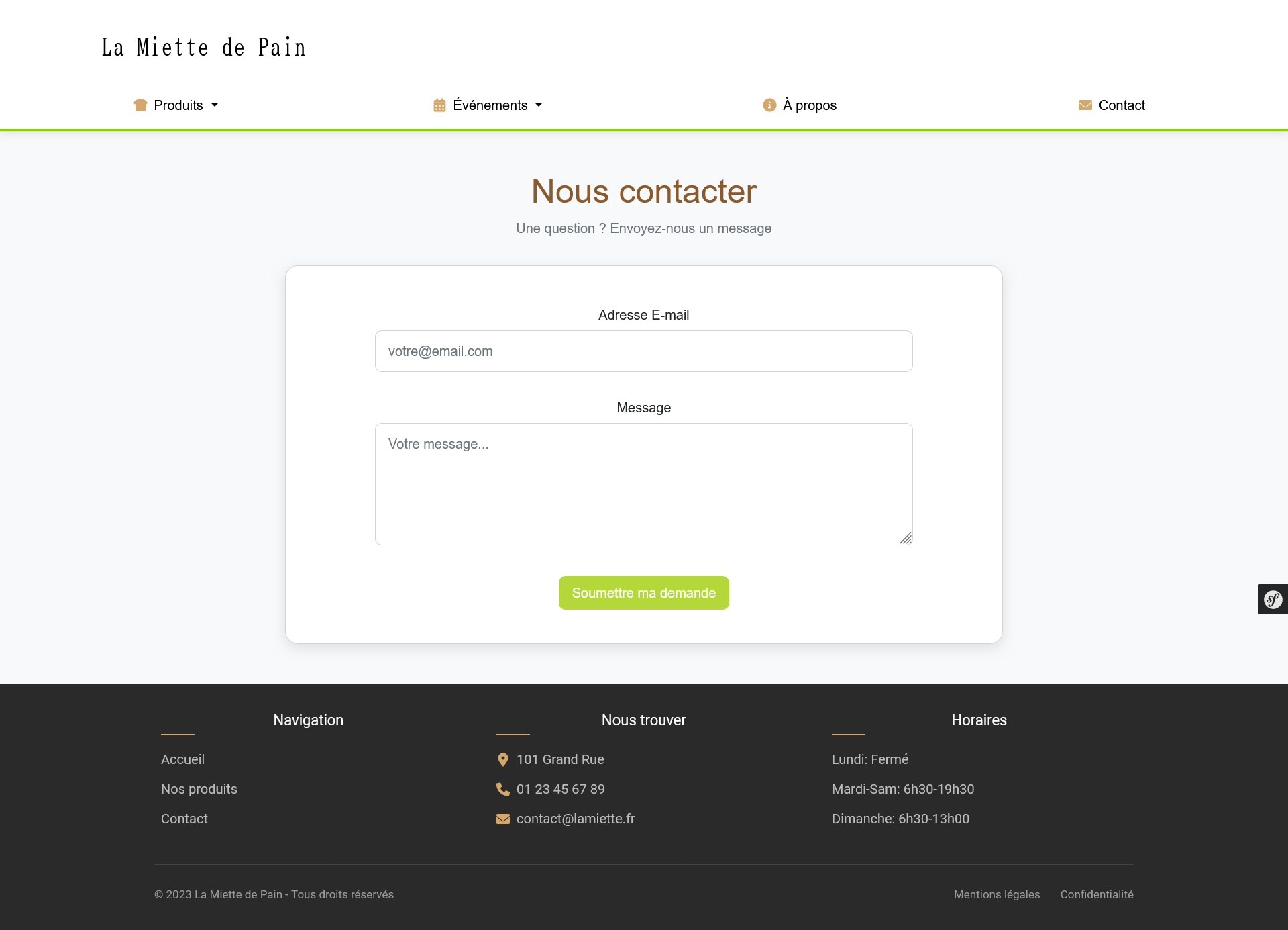 Capture d'écran 2 du site La Miette de Pain